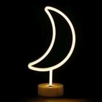 Neon Işıklı Ay Masa Gece Lambası Pil+usb