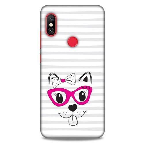 Lopard Xiaomi Mi A2 Lite Uyumlu Kılıf Kediler (16) Kalın Kılıf Fuşya Gözlük