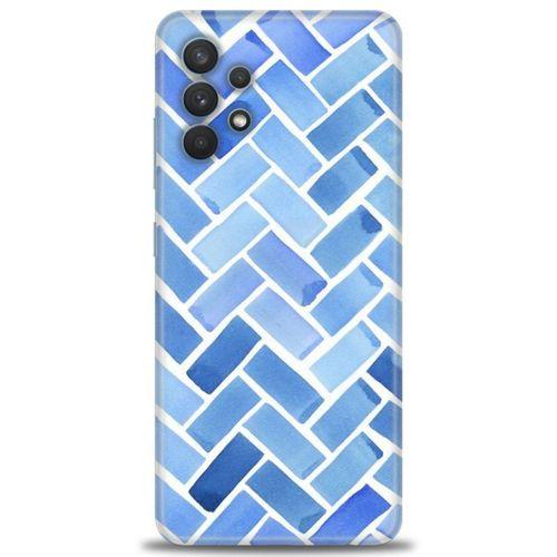 Samsung Galaxy A32 Kılıf HD Baskılı Kılıf - Mavi + Tam Ekran Koruyucu