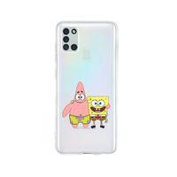Samsung A21S Sünger Ve Patrick Star Desenli Premium Şeffaf Silikon Kılıf