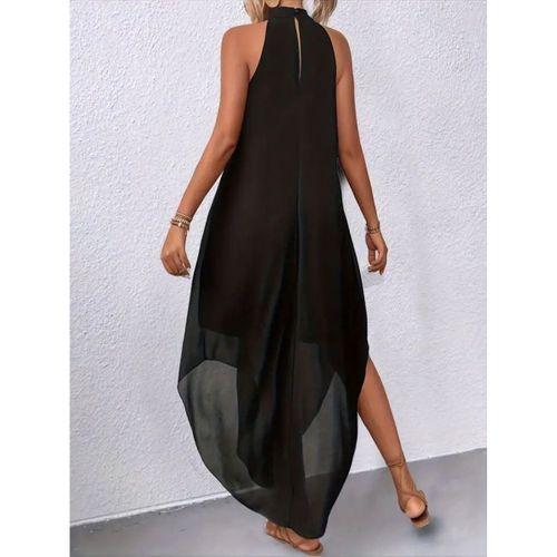 Kadın Omuzlardan Açık Daire Yakalı Astarlı şifon Elbise