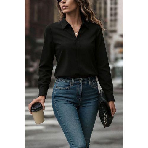 Kadın Uzun Kollu Yakalı Trikoton Gömlek