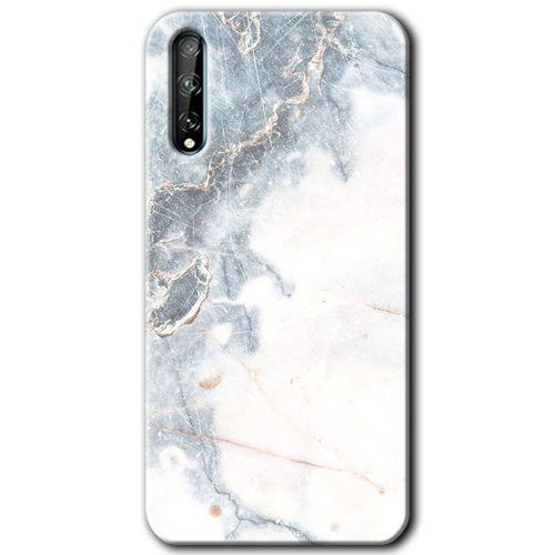 Huawei P Smart S Kılıf HD Desen Baskılı Arka Kapak - White Marble + Kırılmaz Cam