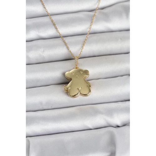 316L Çelik Zincir Gold Renk Ayıcık Model Açılabilir Kadın Kolye