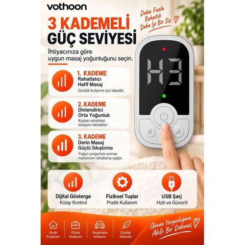 Akıllı Ayak Ve Baldır Masaj Cihazı Isı Terapili Hava Basınçlı 3 Kademeli Masaj Şarjlı Bacak Masaj Aleti