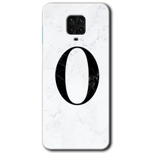BeRa Aksesuar Xiaomi Redmi Note 9 Pro Kılıf Baskılı Kapak - Beyaz Mermer Desenli O Harfi +Tam Kaplayan Mat Seramik