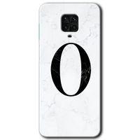 BeRa Aksesuar Xiaomi Redmi Note 9 Pro Kılıf Baskılı Kapak - Beyaz Mermer Desenli O Harfi +Tam Kaplayan Mat Seramik