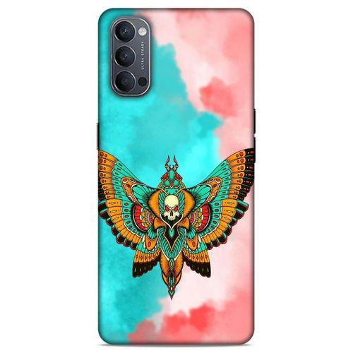 Lopard Oppo Reno 4 Uyumlu Kılıf Tattoo's (21) Koruyucu Kapak İskelet Kelebek