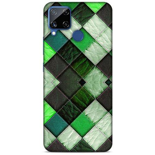 Oppo Realme C15 Kılıf Patchwork (17) Tasarım Kılıf Fıstık Yeşili