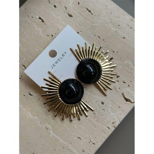 Mineli Güneş Küpe - Siyah