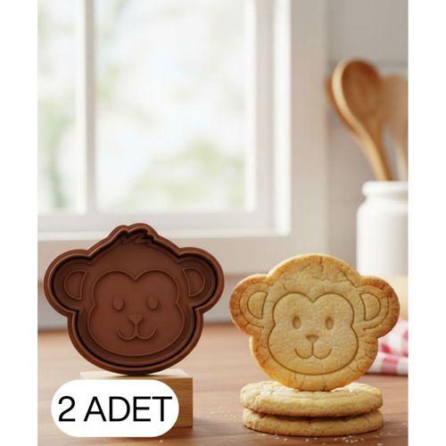 2Li Gülümseyen Maymun Yüzü Kurabiye Kalıbı Çift Parça Hamur Kesici Şeker ve Oyun Hamuru İçin