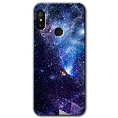 MRCİLETİSİM Xiaomi Redmi Note 6 Pro Kılıf Baskılı Kapak - Galaksi + 5D Tam Kaplayan Cam