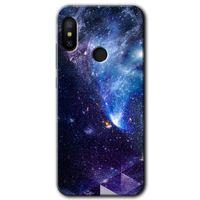 MRCİLETİSİM Xiaomi Redmi Note 6 Pro Kılıf Baskılı Kapak - Galaksi + 5D Tam Kaplayan Cam