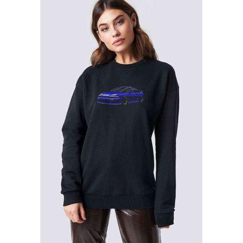 Nissan Silvia Baskılı Siyah Kadın Sweashirt