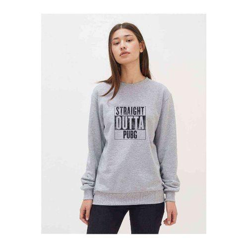 Pubg Straıght Outta Pubg Baskılı Gri Kadın Sweatshirt