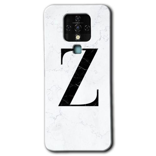 Tecno Camon 16 Kılıf HD Desen Baskılı Arka Kapak - Beyaz Mermer Desenli Z Harfi + Kırılmaz Cam