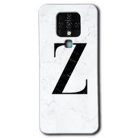 Tecno Camon 16 Kılıf HD Desen Baskılı Arka Kapak - Beyaz Mermer Desenli Z Harfi + Kırılmaz Cam