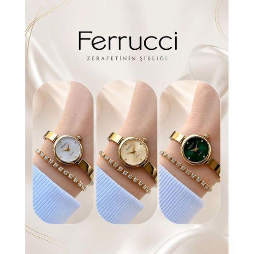 Ferrucci Küçük Vintage Kasa Çelik Kordon 2 Yıl Garantili 3 Atm Kadın Kol Saati+Bileklik BFC.03768.3