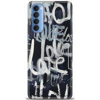 Oppo Reno 4 Pro Kılıf HD Baskılı Kılıf - Gri Love + Tam Ekran Koruyucu