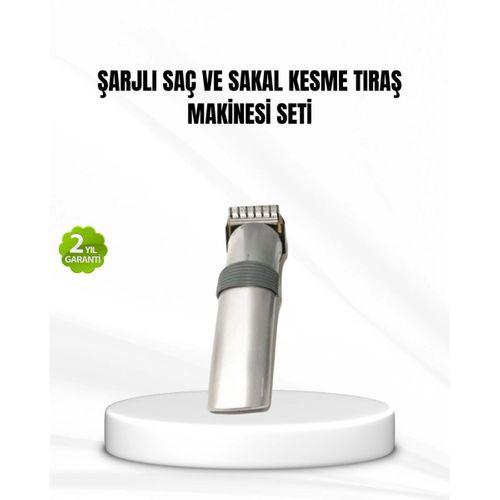 Şarjlı Saç Ve Sakal Kesme Makinesi – Paslanmaz Çelik Bıçak, Ayarlanabilir Başlık