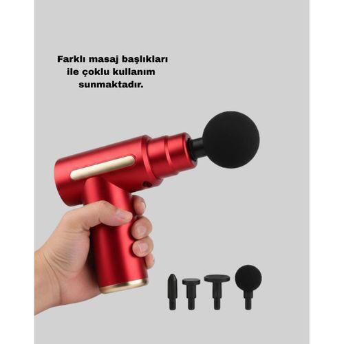 Titreşimli Masaj Tabancası 4 Başlıklı 6 Hız Ayarlı Kas Rahatlatıcı