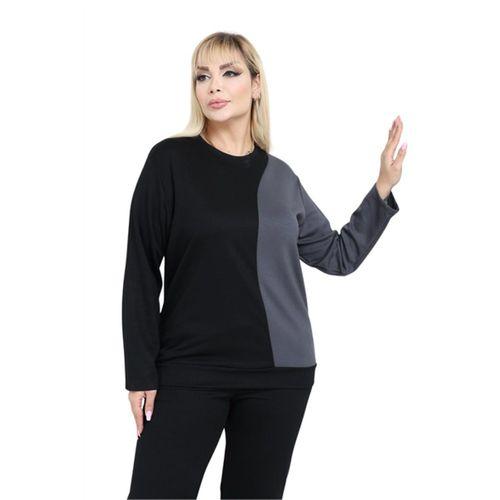 Melsay Butik Siyah Füme Renk Bloklu Modal Kadın Eşofman Takımı