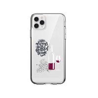 iPhone 11 Pro Max Wine Tasarımlı Premium Şeffaf Silikon Kılıf