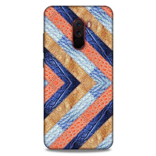 Xiaomi Pocophone F1 Kılıf Patchwork (3) Kapak Lacivert Turuncu