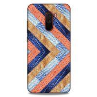 Xiaomi Pocophone F1 Kılıf Patchwork (3) Kapak Lacivert Turuncu