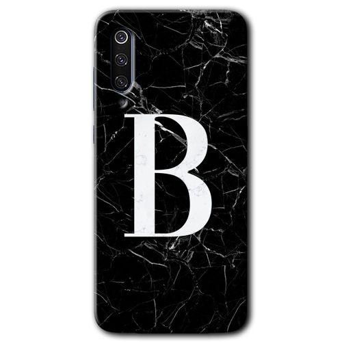 Xiaomi Mi 9 Kılıf HD Desen Baskılı Arka Kapak - Siyah Mermer Desenli B Harfi