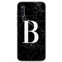 Xiaomi Mi 9 Kılıf HD Desen Baskılı Arka Kapak - Siyah Mermer Desenli B Harfi