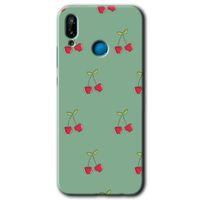 MRCİLETİSİM Huawei P20 Lite Kılıf Baskılı Kapak - Kiraz Berry + 5D Tam Kaplayan Cam