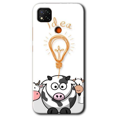 MRCİLETİSİM Xiaomi Redmi 9c Kılıf HD Desen Baskılı Arka Kapak + Temperli Cam - İdea Lamp