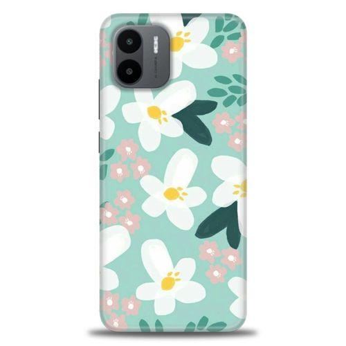 Xiaomi Redmi A1 Kılıf HD Baskılı Kılıf - Pembe Beyaz Papatyalar + Tam Ekran Koruyucu