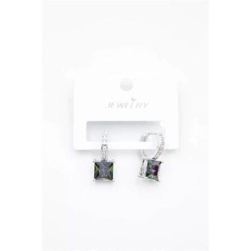 Kare Taşlı Küpe - Gümüş