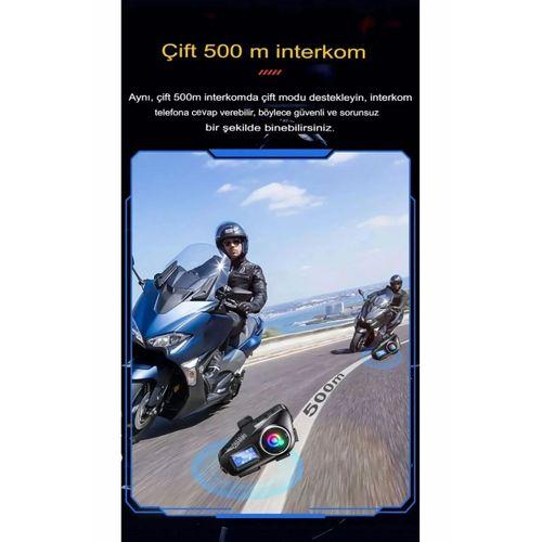 Q58-max Radyolu 2 Kişi Bağlantılı Bluetooth Kask Kulaklık Ekranlı Fenerli Müzik Ve Telsiz Intercom