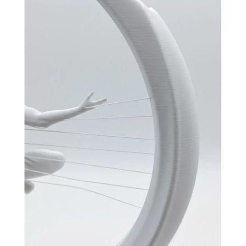 3d Zen Heykeli Beyaz Ay İçinde Meditasyon Figürü Dekoratif Obje