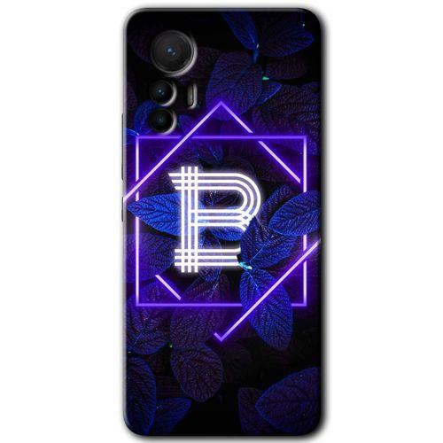 Xiaomi Mi 12 Lite HD Baskılı Kılıf + 9D Tam Ekran Koruyucu - Dark Neon Yaprak B Harfi