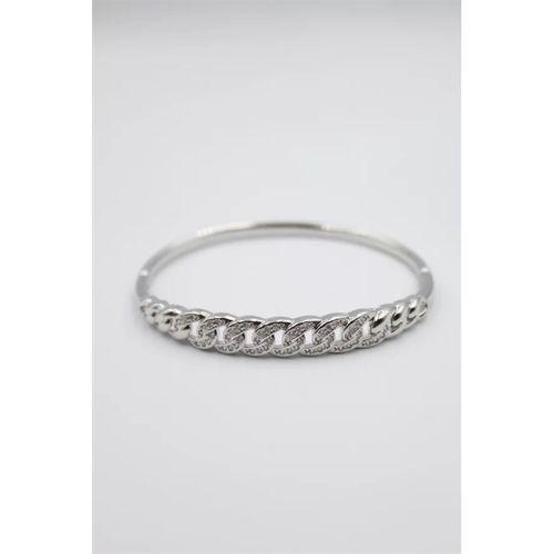 Taşlı Vip Bilezik - Gümüş