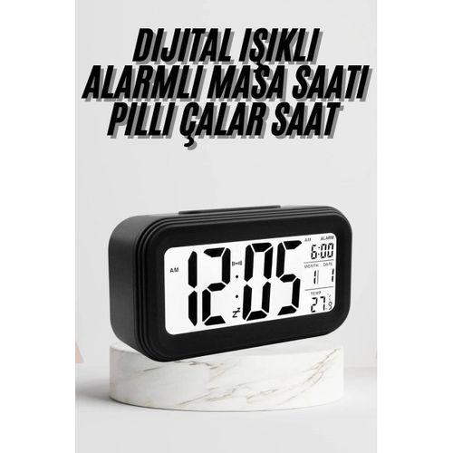 Dijital Masa Saati Termometre Takvim Led Ekran Pilli Ev Ofis Masası