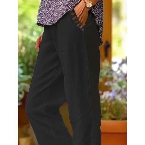 Kadın Beli Lastikli Bağcıklı Cep Ve Pantolon Ucu Güpür Detaylı Pantolon
