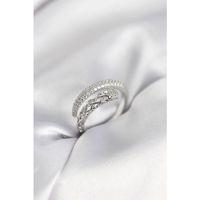 Gümüş Renk Zirkon Taşlı Sarmal Kadın Yüzük