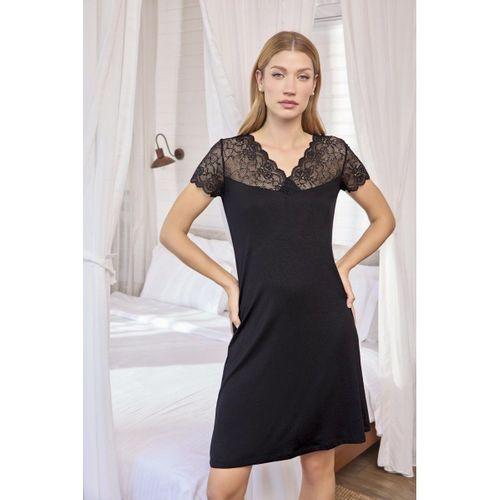 Kısa Kollu Ve Dantelli V Yaka Gecelik