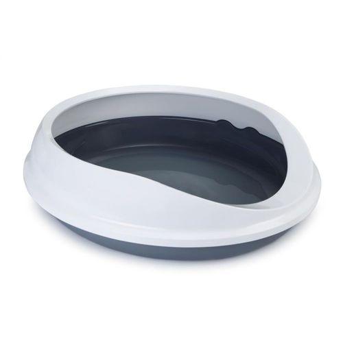 Beeztees Yüksek Kenarlı, Oval Açık Kedi Tuvaleti, Gri Beyaz, 46x55x40cm