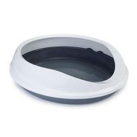 Beeztees Yüksek Kenarlı, Oval Açık Kedi Tuvaleti, Gri Beyaz, 46x55x40cm