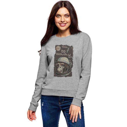 To Boldly Go Baskılı Gri Kadın Sweatshirt