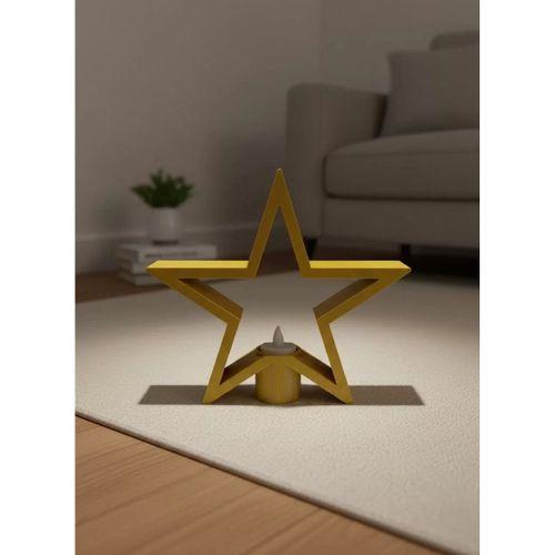 Sarı Yıldız Mumluk Modern Salon Ve Raf Dekoru