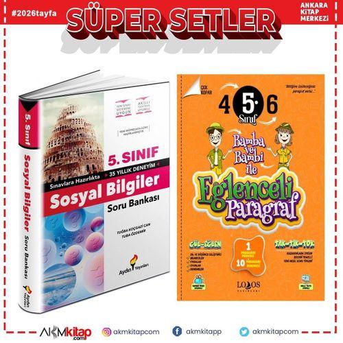 Aydın Yayınları 5.Sınıf Sosyal Bilgiler ve Lodos Eğlenceli Paragraf Soru Bankası Seti 2 Kitap