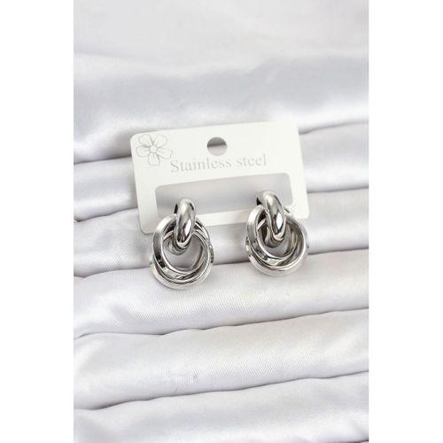 316L Çelik Gümüş Renk Halka Model Kadın Küpe