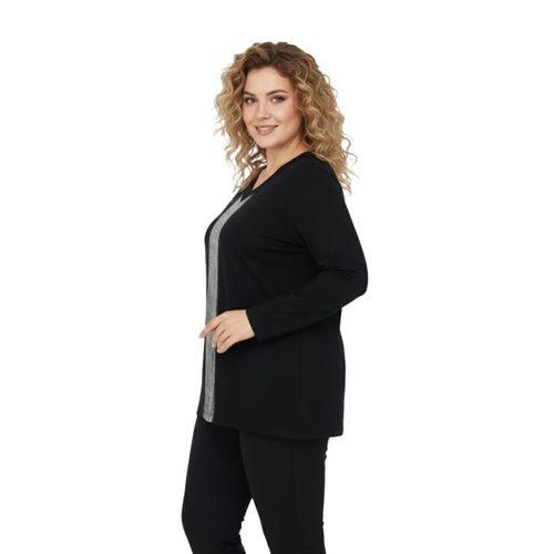 Kadın Siyah V Yaka Taşlı Bluz BGL-ST05150